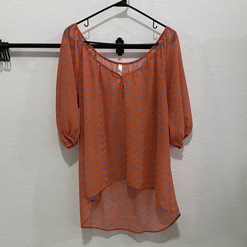 Oversized Large Point Gauzy High Low Tunic